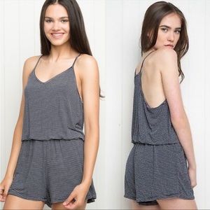 Brandy Melville Joyce Navy Striped Romper O/S